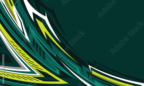 Abstract geometric green stripes racing background for car wrap sticker