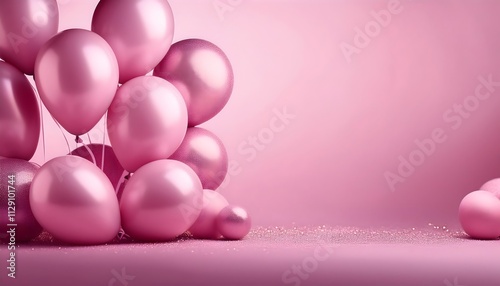 Festive pink balloons background copy space