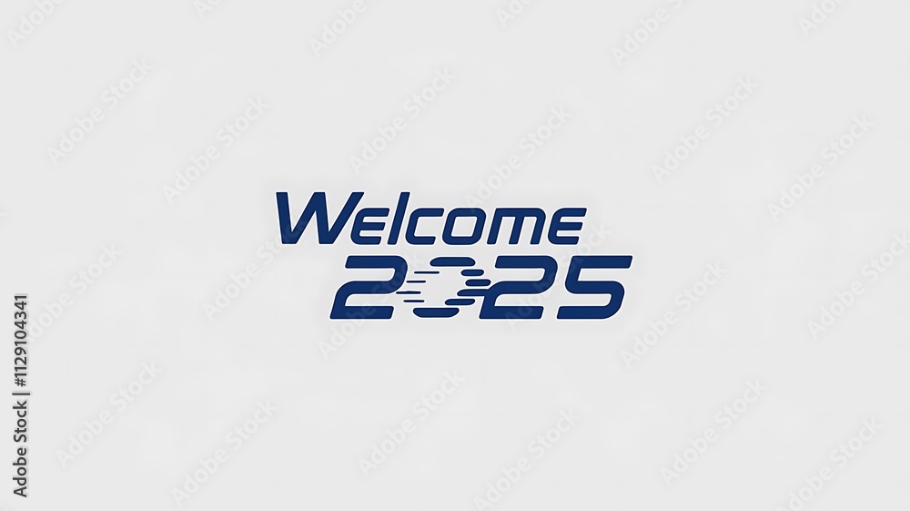 Welcome 2025 with speed style, blue text 2025 on white background for your presentation this year Welcome 2025 with speed style, blue text 2025 on white background for your presentation this year