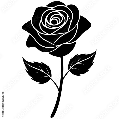 Elegant Silhouette of a Single Rose – Minimalist Floral Vector Art