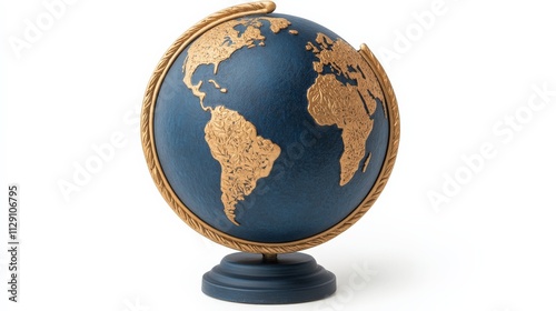 Nautical Globe Decor: Elegant desk globe, navy blue and gold, world map, vintage style, global travel, home decor, office decor  photo