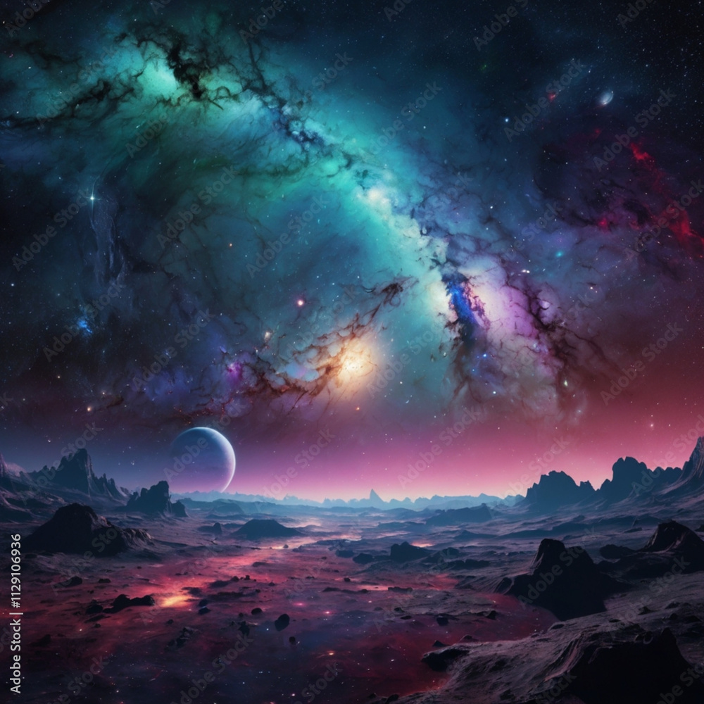 A breathtaking celestial landscape, filled with swirling nebulae and distant galaxies. A lone planet, shrouded in a vibrant aurora, orbits a distant star. A breathtaking celestial landscape, filled with swirling nebulae and distant galaxies. A lone planet, shrouded in a vibrant aurora, orbits a distant star.