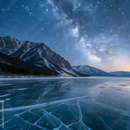 landscape of mountain with natural breaking ice an