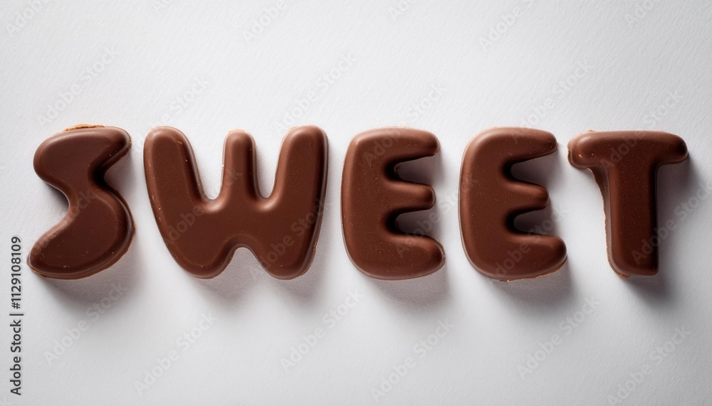 Chocolate Letters Forming the Word 'Sweet' on a White Background