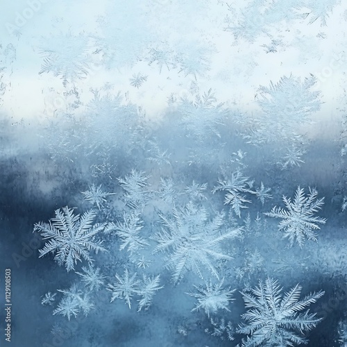 Mesmerizing Frost Patterns on Frozen Window Glass with Delicate Snowflake Designs