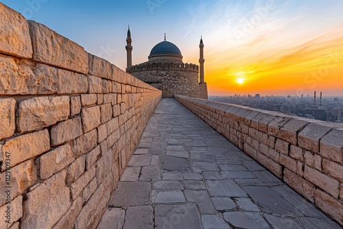 A dynamic image of the Citadel of Saladin in Cairo, with its iconic mosque and panoramic views of the city photo