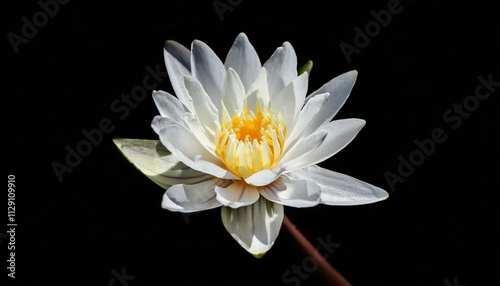 white water lily flower isolated on black background