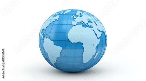 Blue Earth Globe: A minimalist and modern illustration of a blue globe, symbolizing interconnectedness, global reach, and international business. Perfect for presentations, website backgrounds.