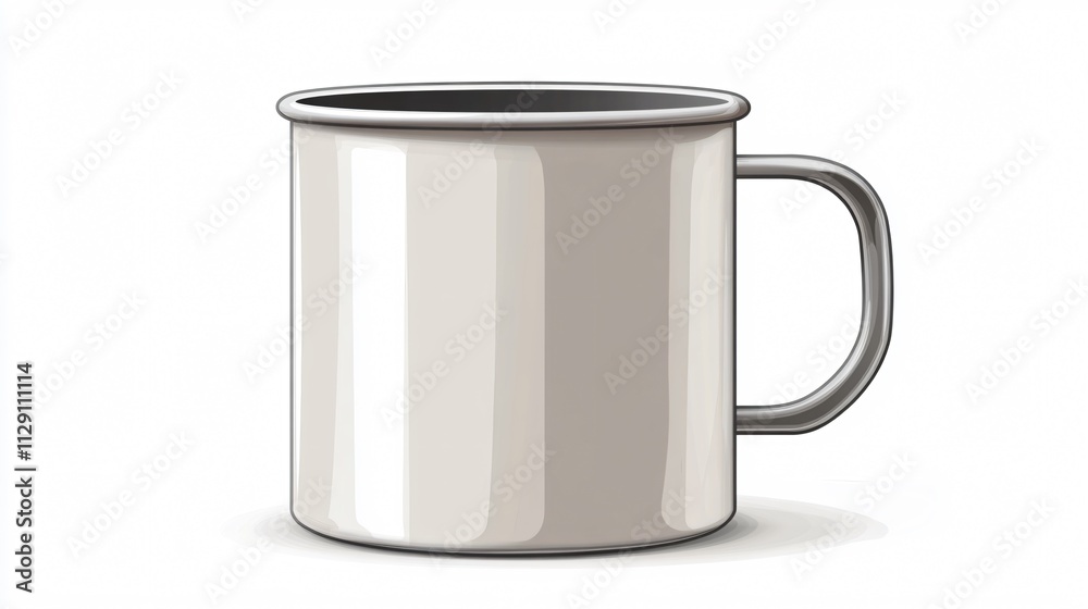 Modern Metal Cup Mug Vector Isolated Illustration for Advertising and Design Projects