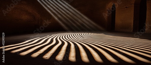 Illuminated shadows dance on floor historic building photography indoor setting artistic perspective light play concept