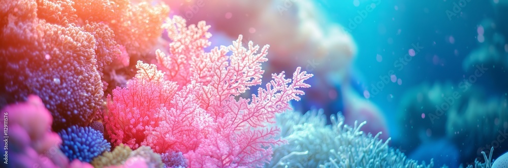 Vibrant pink coral close-up in a tropical underwater world with a dreamy blue background. Vibrant pink coral close-up in a tropical underwater world with a dreamy blue background.