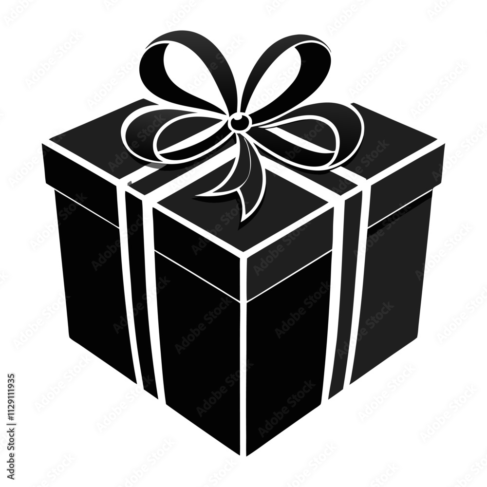 Black and white gift box with dot pattern and elegant bow Black and white gift box with dot pattern and elegant bow