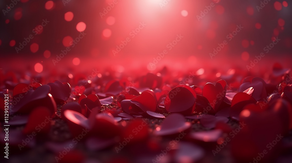 A Romantic Pathway of Crimson Rose Petals Underneath a Sunset Glow A Romantic Pathway of Crimson Rose Petals Underneath a Sunset Glow