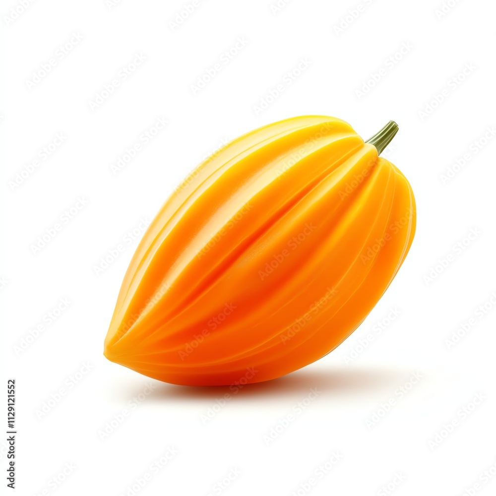 Vibrant orange fruit with ridges, isolated on white background. Vibrant orange fruit with ridges, isolated on white background.