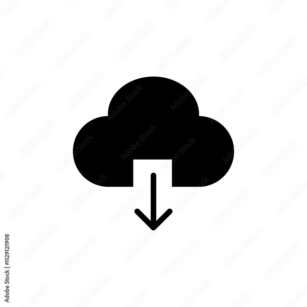 Download from Cloud icon Flat vector set outline Download from Cloud icon Flat vector set outline