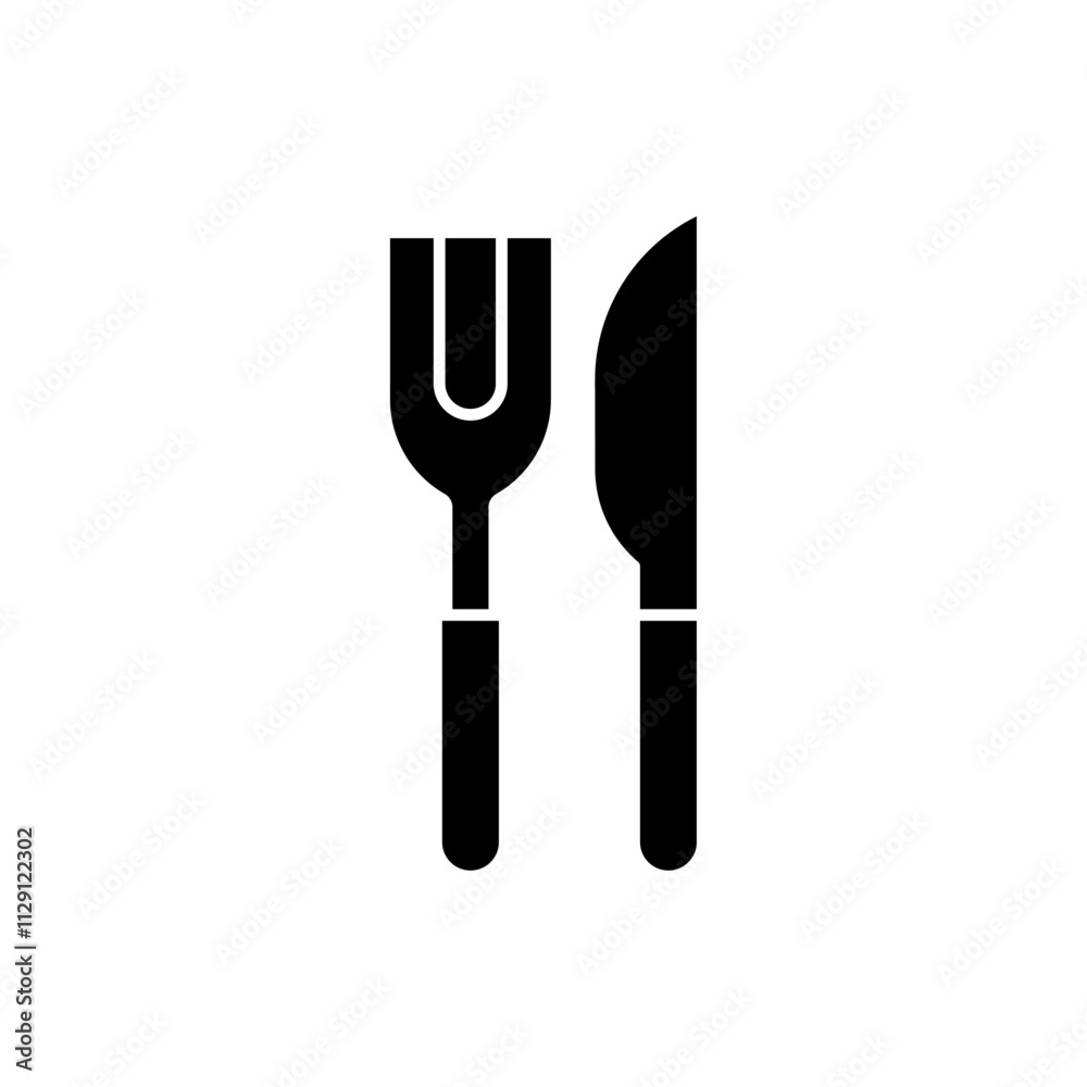 Naklejka premium Fork and Knife icon Flat vector set outline