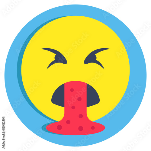 Conceptual flat rounded design icon of vomit Emoji