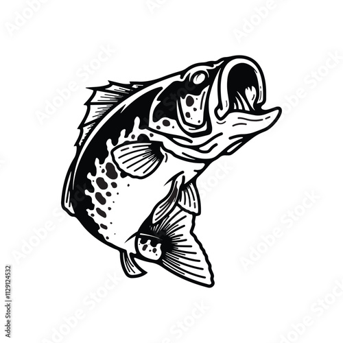 Big fish vector icon silhouette white background
