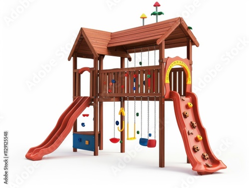 Exciting playground playset with slide and swings for kids in park