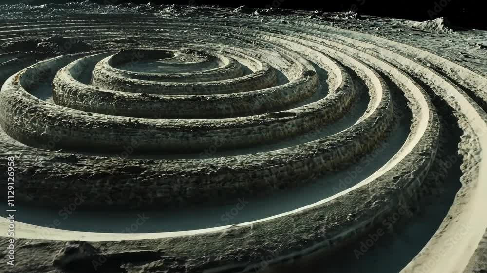 Striking spiral formations on the lunar surface reveal unique geological features and patterns in a serene cosmic landscape Striking spiral formations on the lunar surface reveal unique geological features and patterns in a serene cosmic landscape