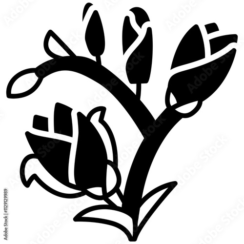 Freesia Flower Black fill