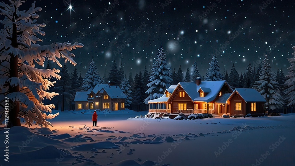 Fototapeta premium snowman with christmas tree and happy new year