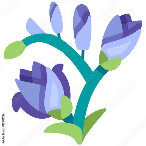 Freesia Flower Flat color