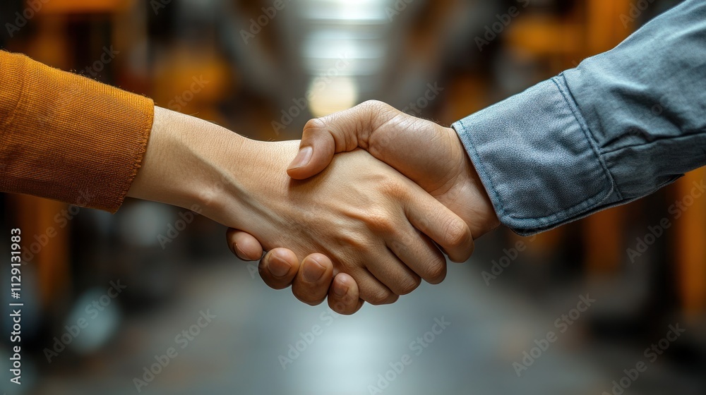 Handshake of Agreement in a Industrial Setting Handshake of Agreement in a Industrial Setting