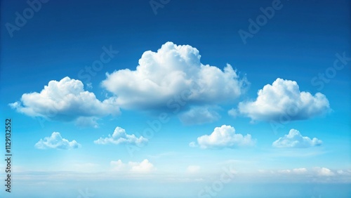 White puffy clouds drift across a vibrant blue sky, creating a serene and captivating natural canvas.
