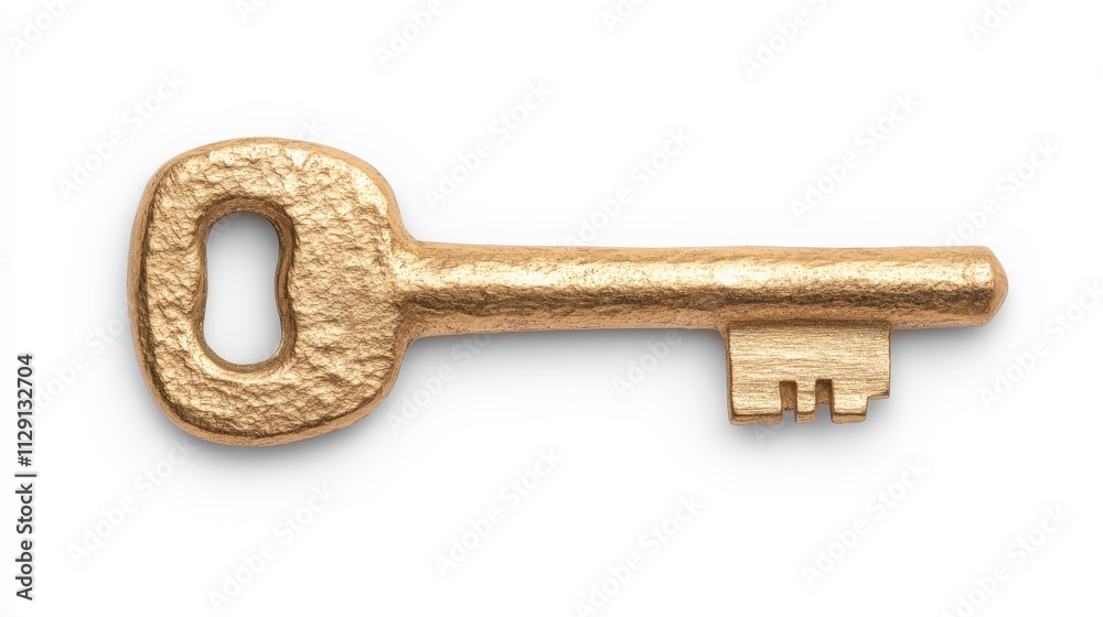 Golden Key to Success: A single, textured golden key rests on a surface, symbolizing opportunity, potential, and unlocking new beginnings. Golden Key to Success: A single, textured golden key rests on a surface, symbolizing opportunity, potential, and unlocking new beginnings.