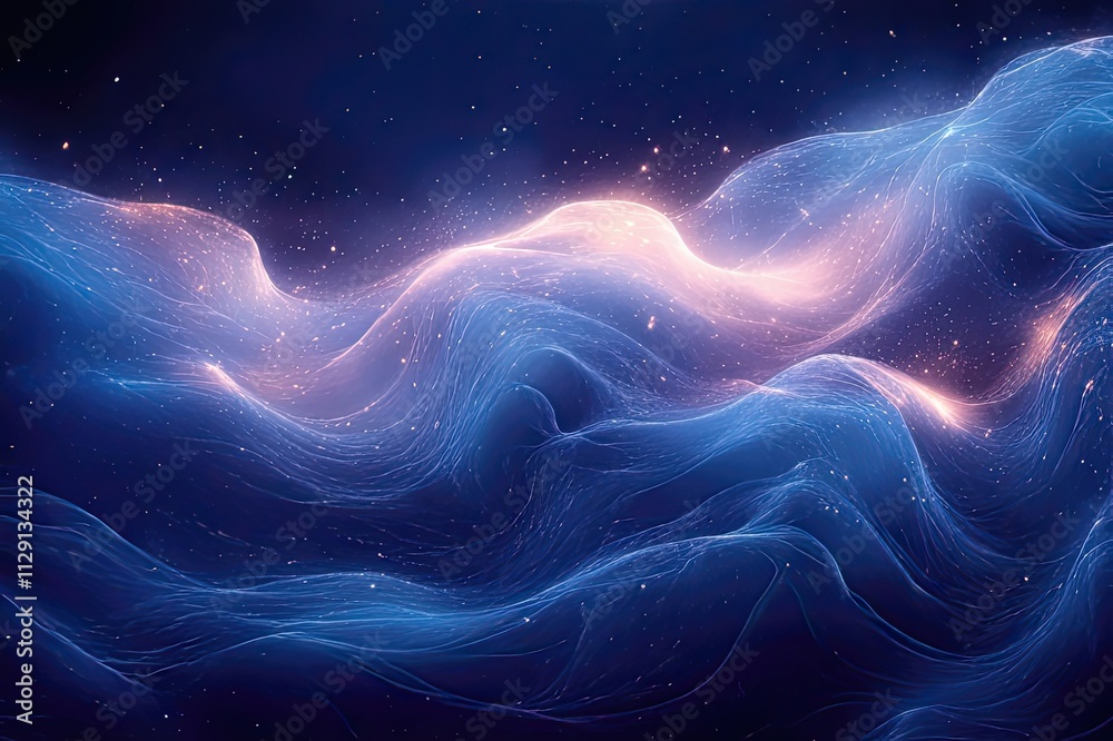Swirling waves of light dance in a cosmic embrace beneath a starry sky at twilight. Generative AI Swirling waves of light dance in a cosmic embrace beneath a starry sky at twilight. Generative AI