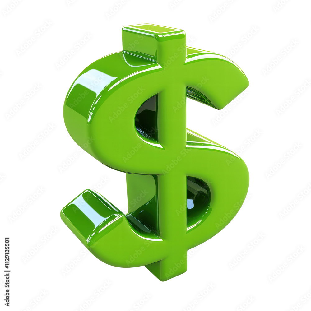 Glossy green dollar sign symbolizing wealth and finance Glossy green dollar sign symbolizing wealth and finance