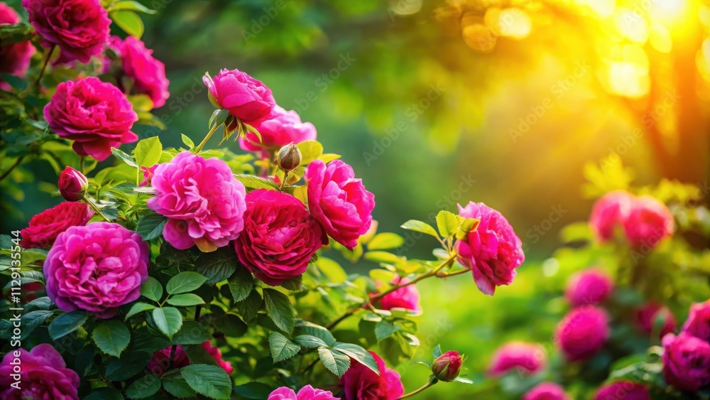 Pink roses bathed in warm sunlight, their petals unfurling in a delicate dance of nature's beauty. Pink roses bathed in warm sunlight, their petals unfurling in a delicate dance of nature's beauty.