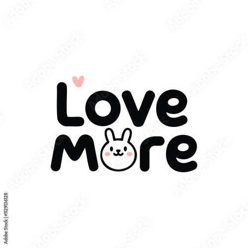 Cute and Minimal Typography Design with Bunny Illustration.