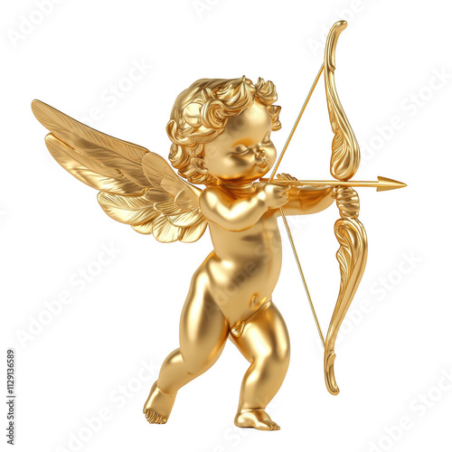 Golden cherub archer with bow and arrow