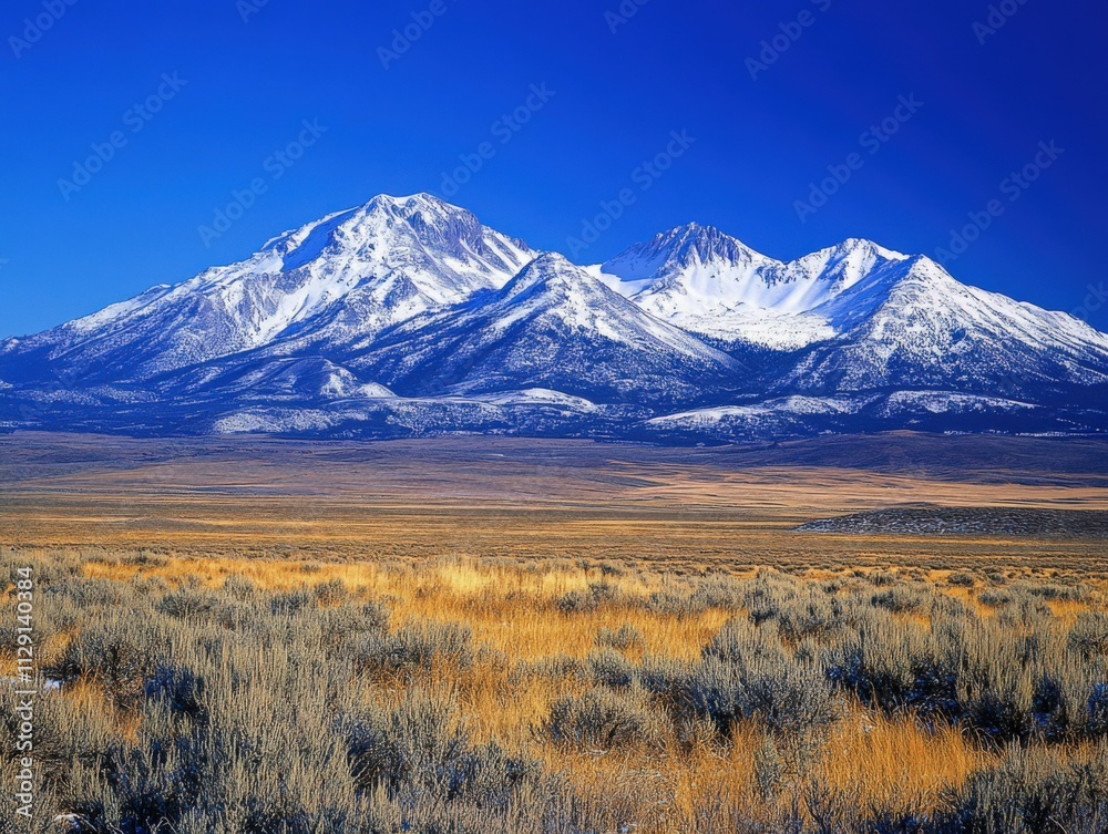 Fototapeta premium majestic snow-capped mountains under a clear blue sky