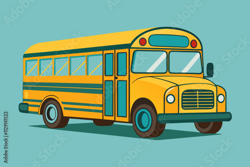 Illustration of a classic yellow school bus, 100 days school bus, Back to school bus, School bus logo