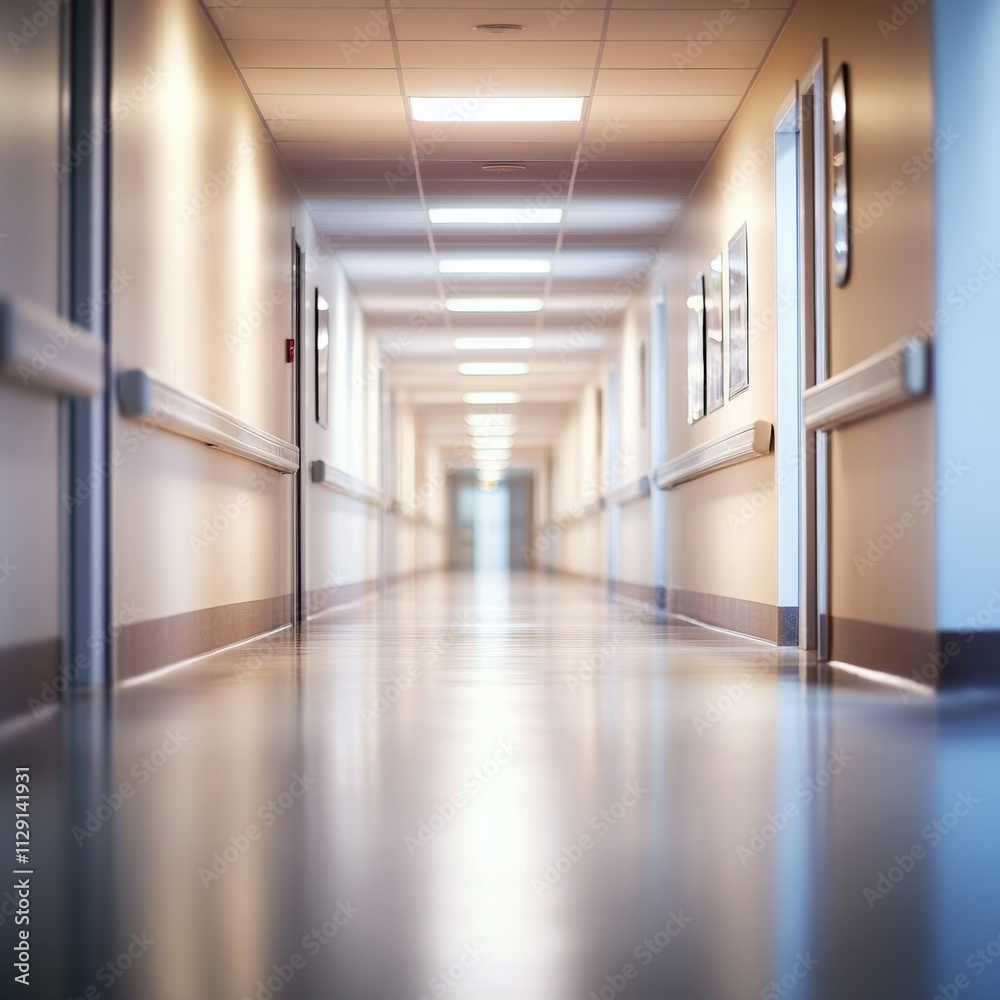 Fototapeta premium empty hospital corridor with bright lighting