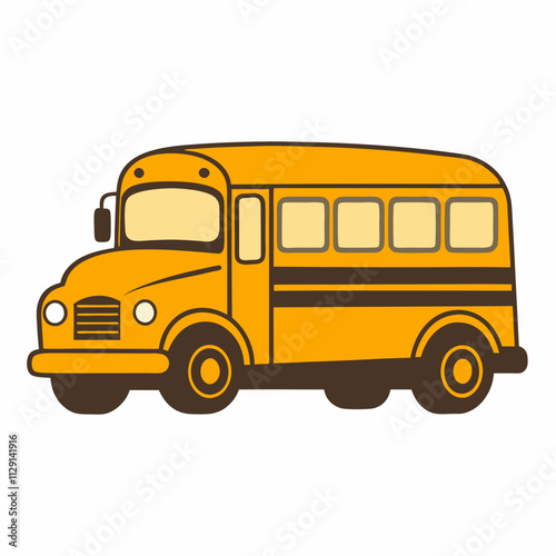 Illustration of a classic yellow school bus, 100 days school bus, Back to school bus, School bus logo