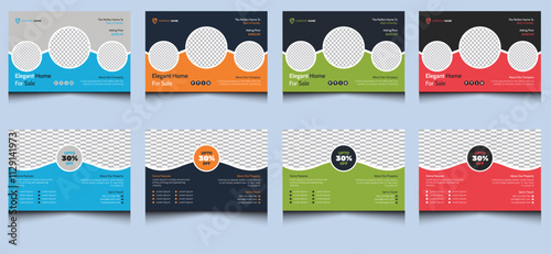 Editable stylish clean elegant creative modern corporate professional company business construction real estate marketing agency home for sale building agent EDDM postcard design template. 