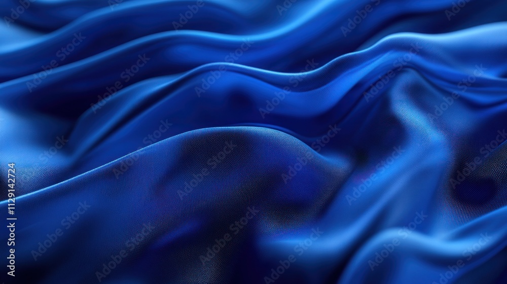 Fototapeta premium Abstract Blue Silk Drapery: A Study in Texture and Light