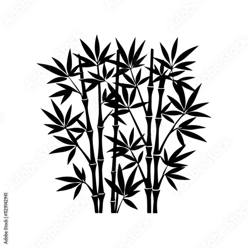 bamboo silhouette, black and white silhouette, vector and illustration