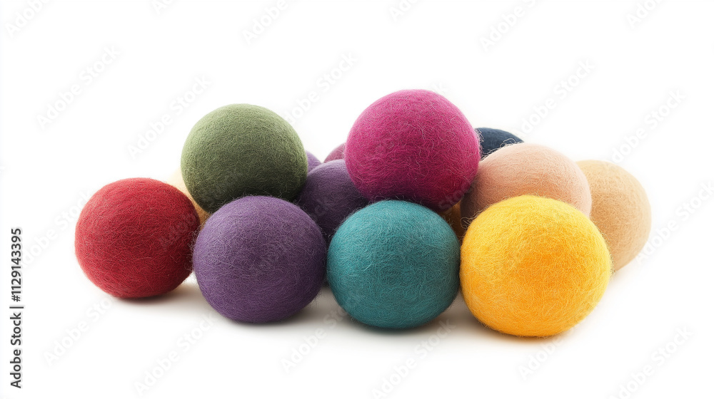 Set of wool dryer balls, isolated in white background