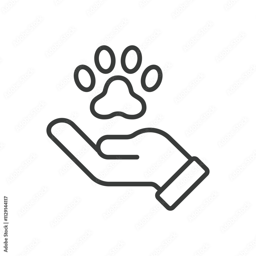 Obraz premium Charity for Pets icon in line design. Charity, pets, donation, help, rescue, support, animals, kindness on white background vector. Charity for Pets editable stroke icon