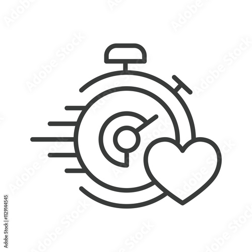 Fast heart rate, icon in line design. Fast, heart, rate, pulse, beat, rhythm, cardio on white background vector. Fast heart rate editable stroke icon