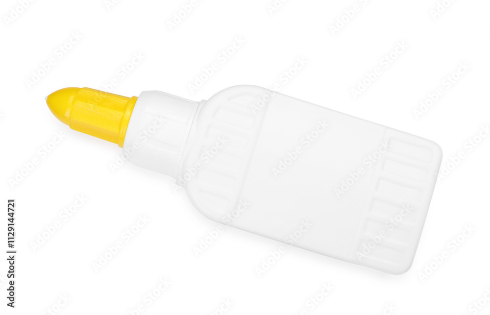 Bottle of glue isolated on white, top view Bottle of glue isolated on white, top view