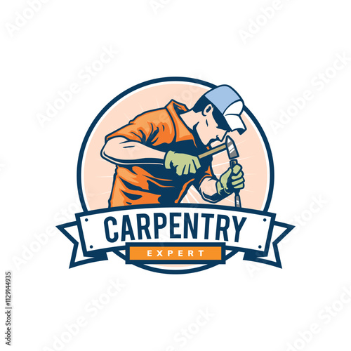 carpentry logo badge design