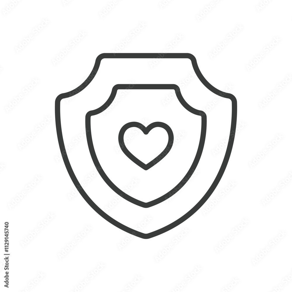 Charity heart protection icon in line design. Charity, heart, protection, care, love, safety, giving on white background vector. Charity heart protection editable stroke icon Charity heart protection icon in line design. Charity, heart, protection, care, love, safety, giving on white background vector. Charity heart protection editable stroke icon