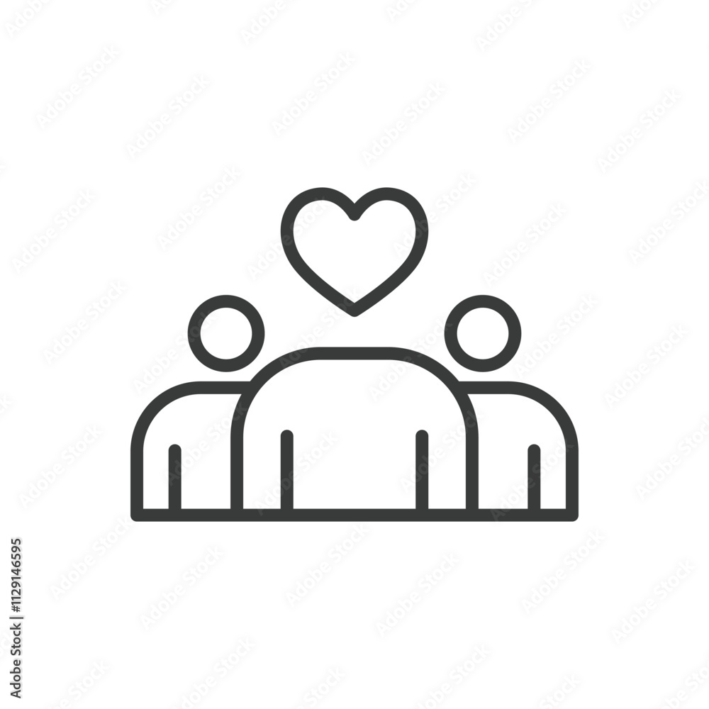Charity leader icon in line design. Charity, leader, guidance, support, team, community, volunteer on white background vector. Charity leader editable stroke icon Charity leader icon in line design. Charity, leader, guidance, support, team, community, volunteer on white background vector. Charity leader editable stroke icon