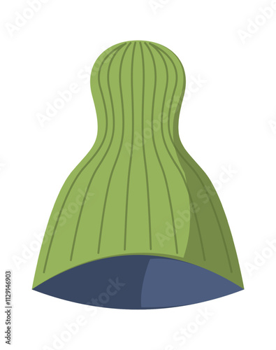 Green knitted warm hat vector illustration